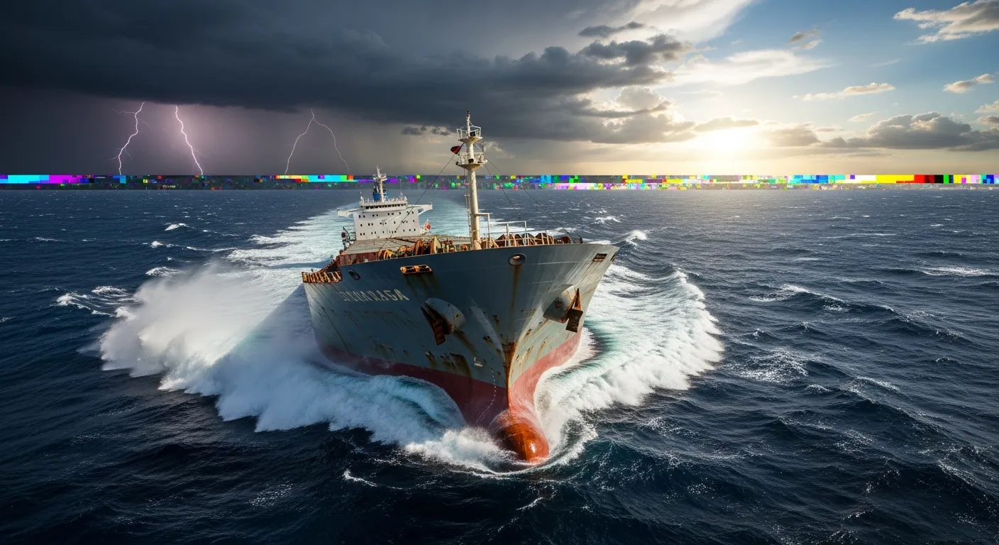 Ship changing course mid-ocean after unexpected interference