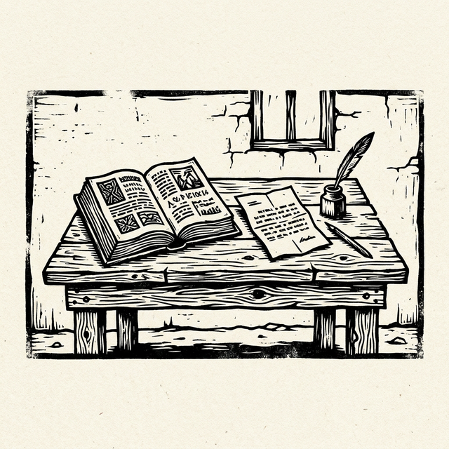 Mesa de fazenda — a nascente da travessia